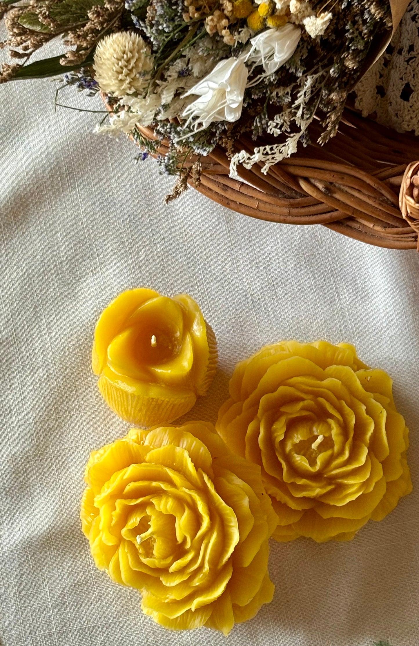 Peony Beeswax Candle