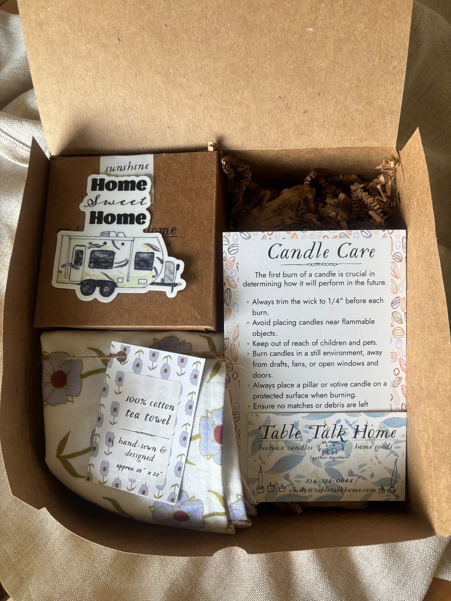 Sunshine & Honey Gift Set: Candle Box & 1 Home Essential