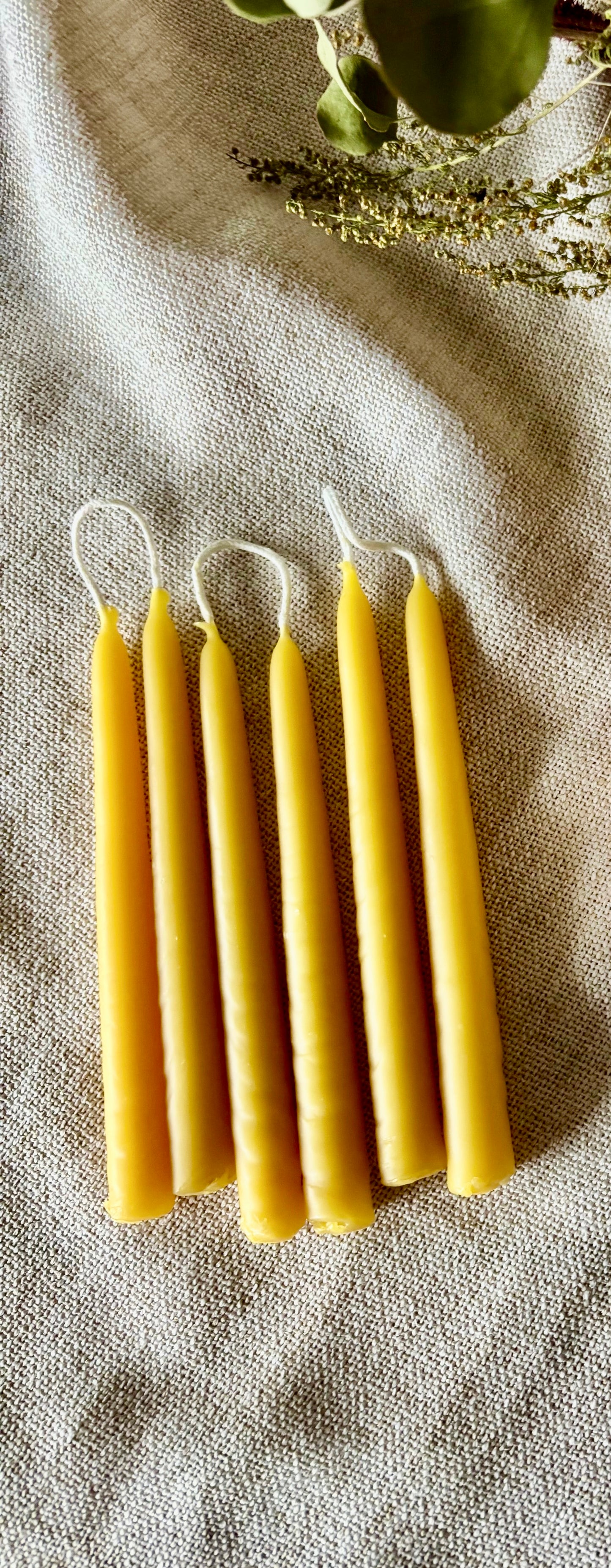 Hand dipped mini beeswax candles, set of 6
