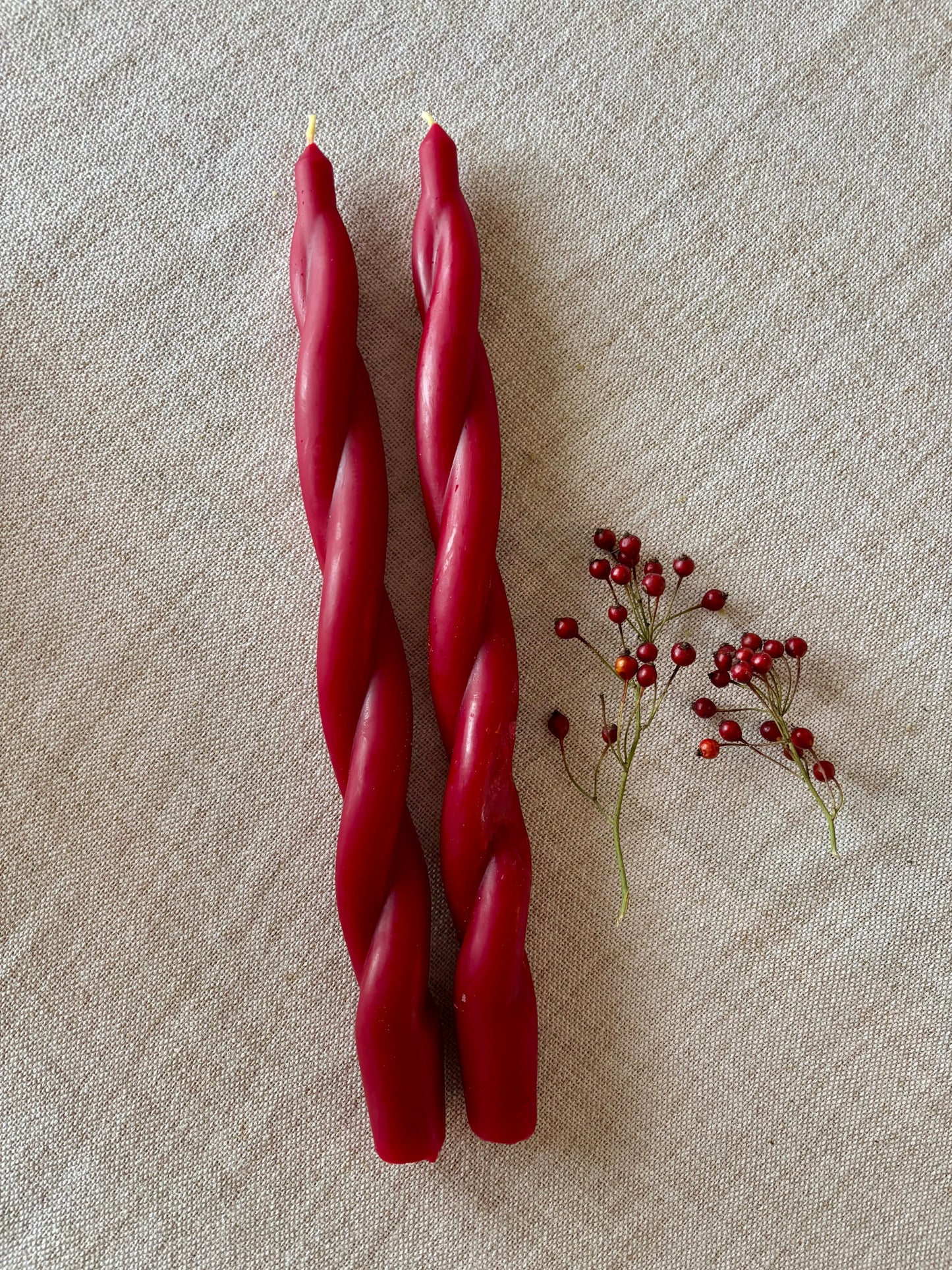 Gift Bundle- Cranberry Twirly Tapers & Peaceful Doves Beeswax Candles