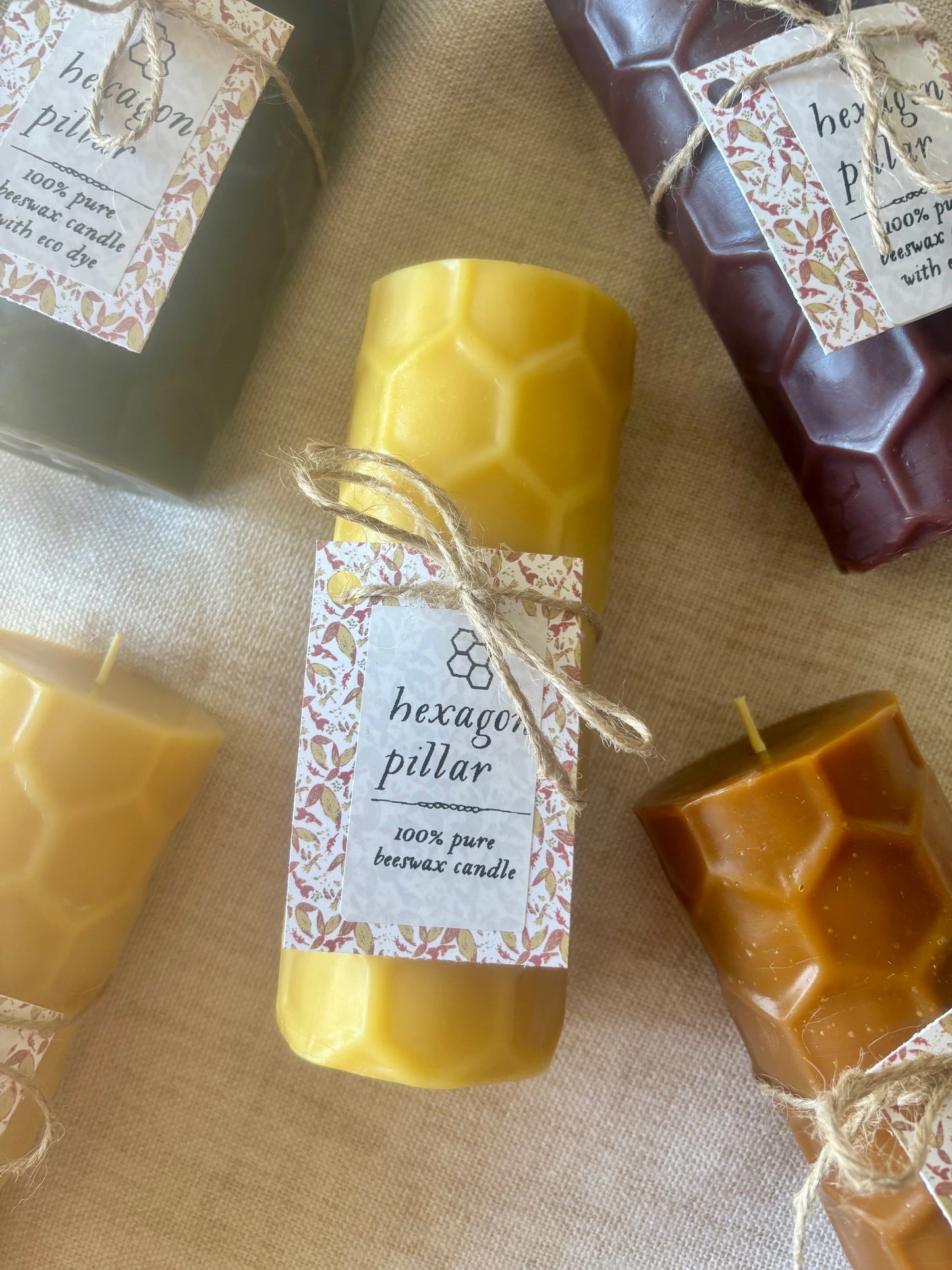 Hexagon Pillar Beeswax Candle