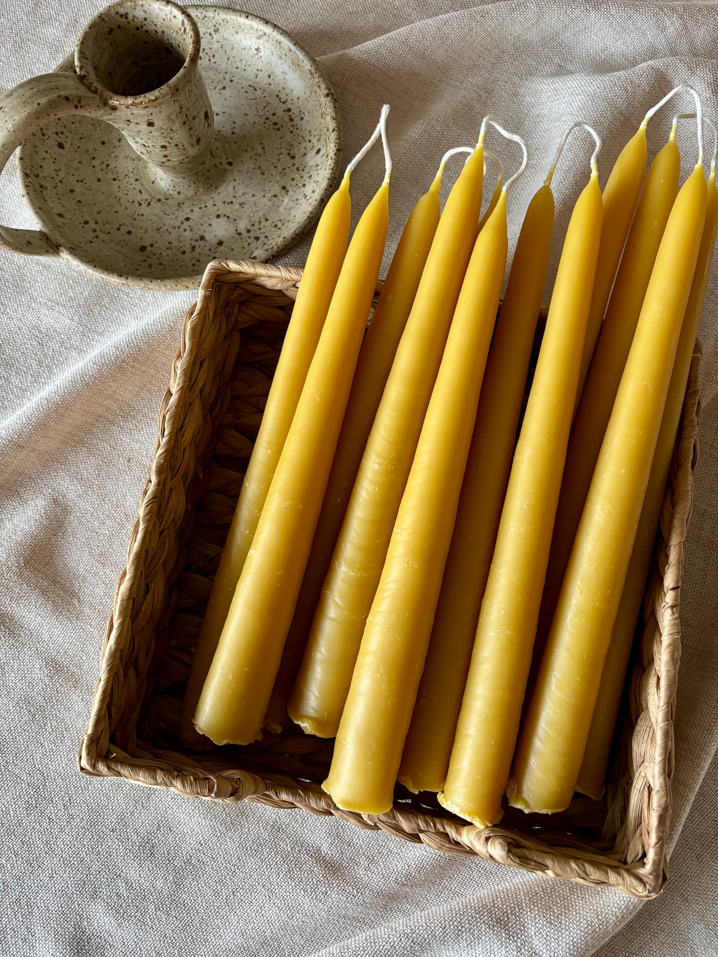 Hand-dipped Beeswax Taper Candles