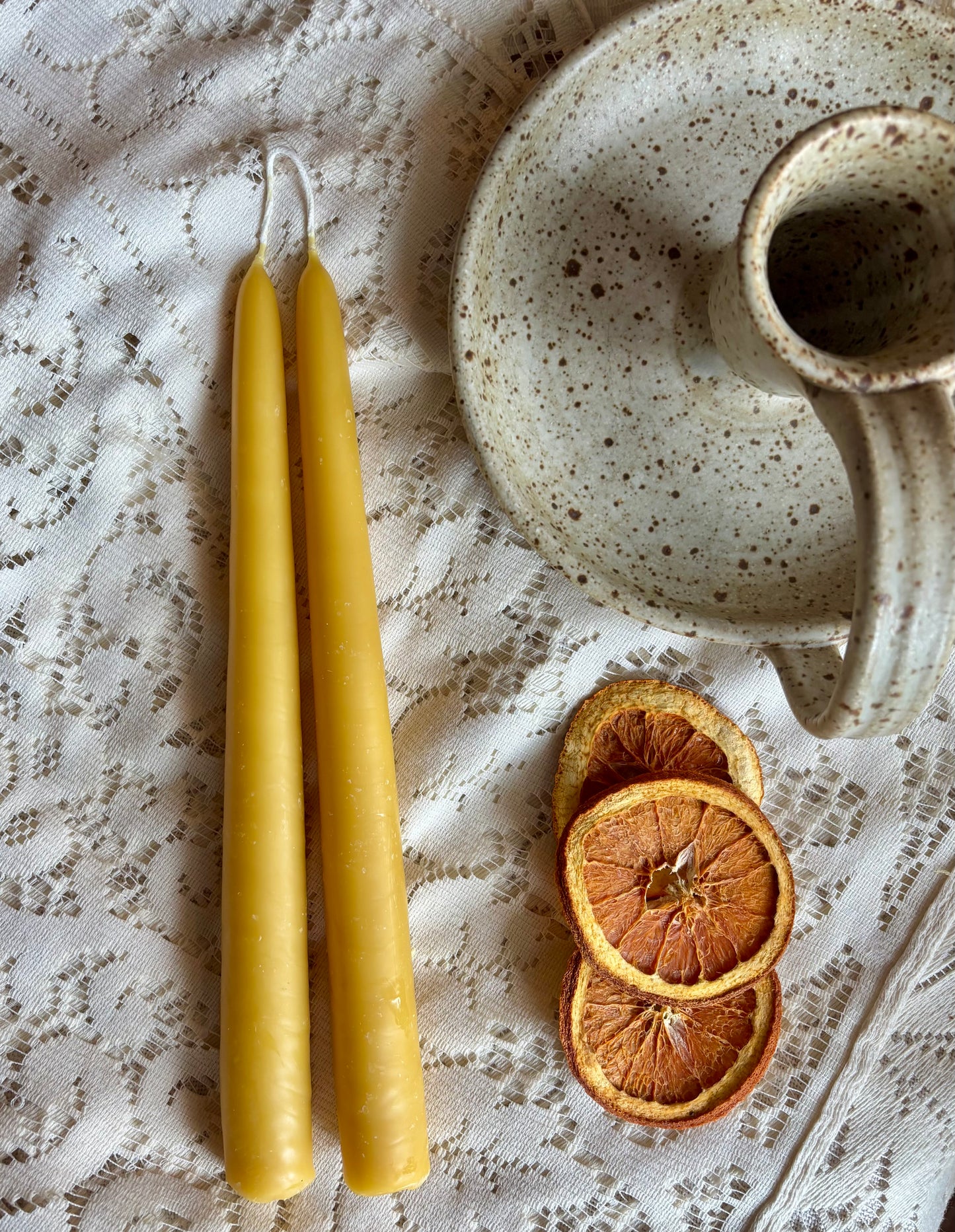 Hand-dipped Beeswax Taper Candles