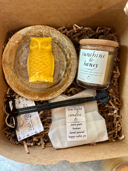 Woodland Owl Beeswax Candles Gift Set