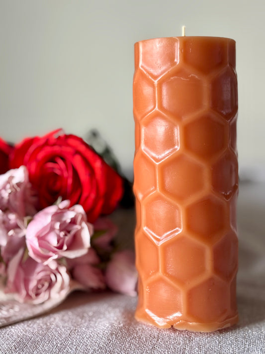 Hexagon Pillar Beeswax Candle