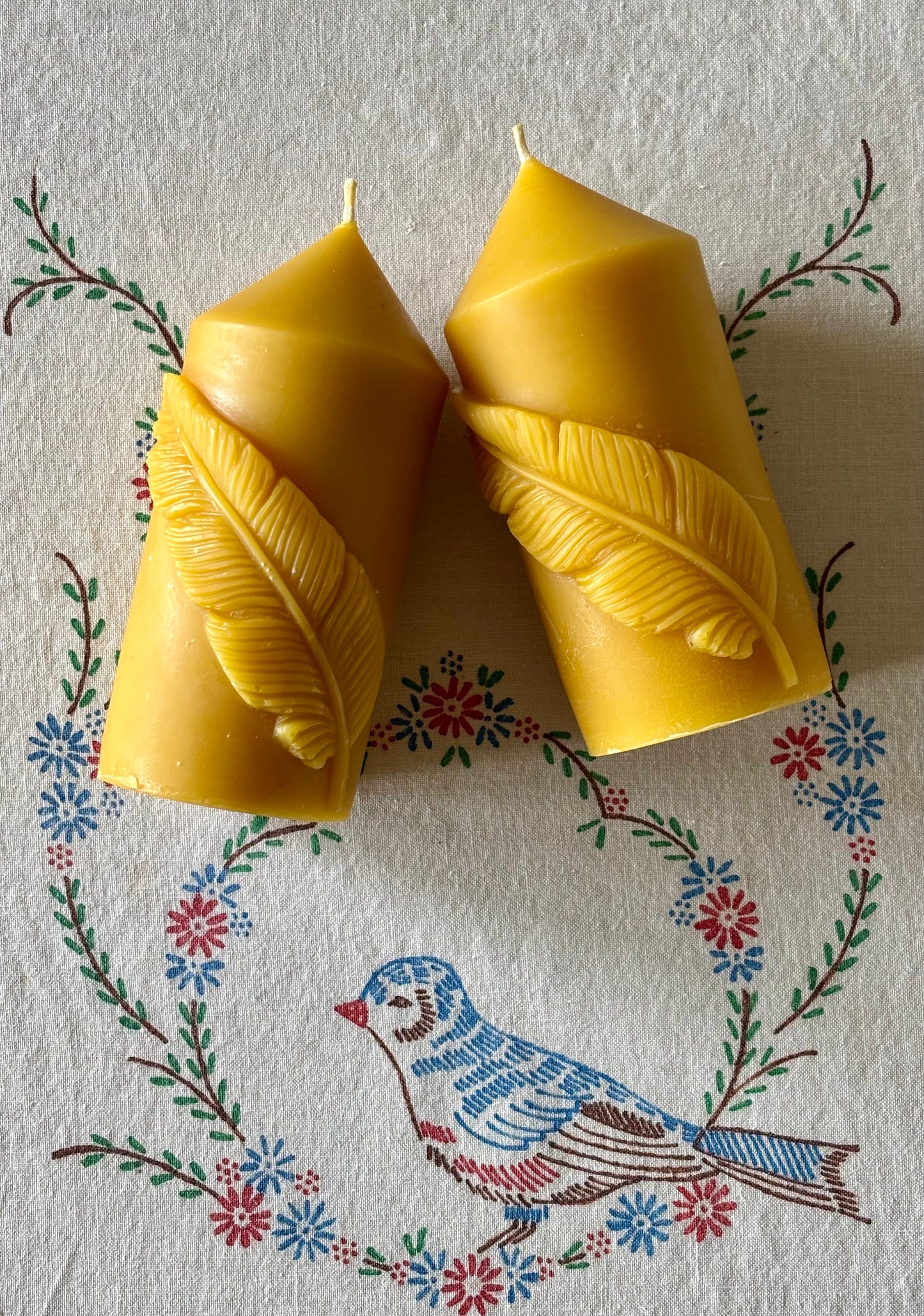 Feather Pillar Candle