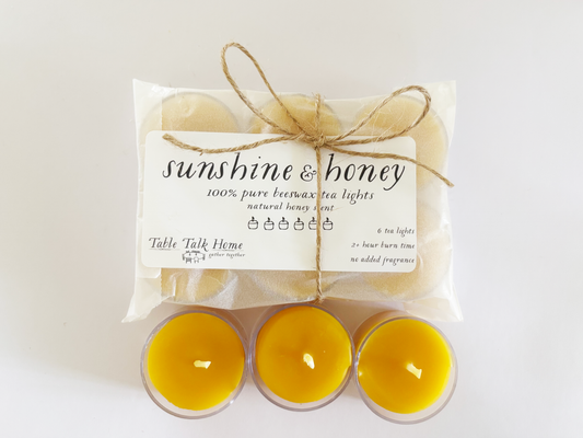 A pack of 6 beeswax tea lights