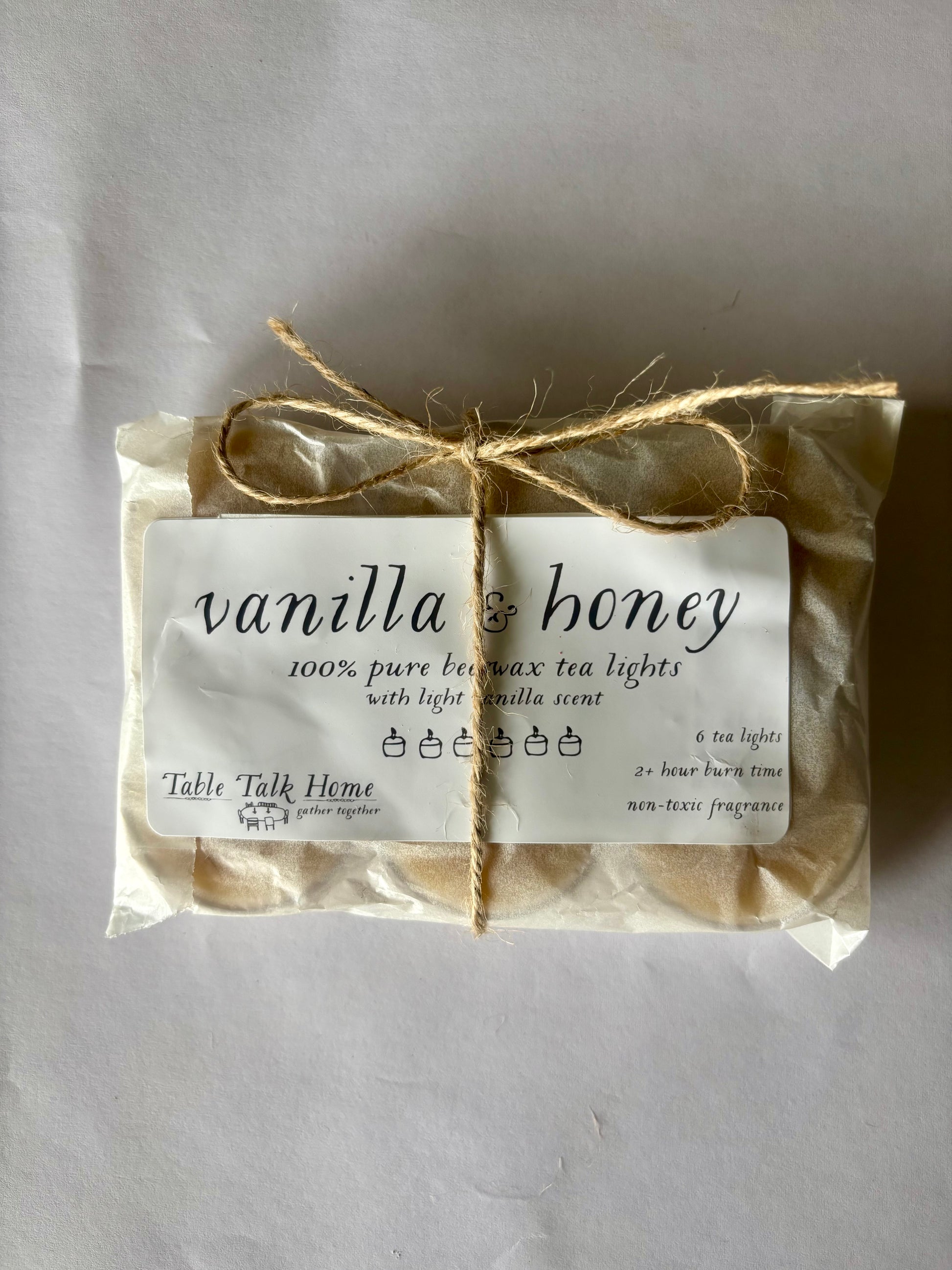 a pack of 6 beeswax tea lights